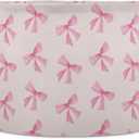 Burbuja Pink Bow Round Storage Basket with Cotton Rope Handles, Laundry Basket for Blankets, Toys, Nursery, Living Room Decoration (A61)
