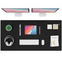 K KNODEL Large Office Leather Desk Mat, Mouse and Keyboard Pad, Computer and Laptop Mat, Desktop Protector and Cover, Writing Pad and Blotter (47.2"x23.6", Black)