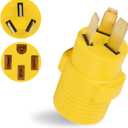 NEMA 10-50P to 14-50R Adapter, HDWS 50Amp 3 Prong Male Plug to 4 Prong Female Receptacle Adapter, for RV EV Charger, Yellow