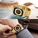 MioHHR Solid Stainless Steel Band Compatible with Apple Watch 49mm Ultra 3/2/1, Metal Strap with Soft TPU Case for iWatch Series Ultra 3/2/1 49mm Women and Men, Gold