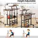 Adjustable Height Standing Desk with Power Outlets, Rolling Stand Up Desk with Monitor Stand and Storage Shelves, 31.5" Small Mobile Computer Desk, Portable Laptop Table (Retro Brown)