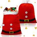 Hoolerry 2 Pcs Large Christmas Drawstring Gift Bag Santa Christmas Sacks for Presents Red Velvet 20 x 27 Inch Gift Bag for Xmas Party Supplies Holiday Wrapping (Santa Style)