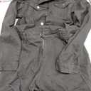 Molilove Women's Vintage Short Denim Jumpsuit Long Sleeve Button Down Jean Jumpsuit Romper with Pocket Sexy Going Out Outfits (Large, Black)