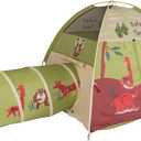Pacific Play Tents 20435 Kids Safari Fun Dome Tent Crawl Tunnel Combo Indoor / Outdoor Fun,Multicolor, 48" L X 48" W X 42" H