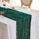 Fanami 3 Pack Cheesecloth Table Runner -10FT Emerald Green Boho Gauze Cheese Cloth Table Runner 120 Inches Rustic Sheer Fabric Centerpieces for Wedding Birthday Party Bridal Baby Shower Decorations