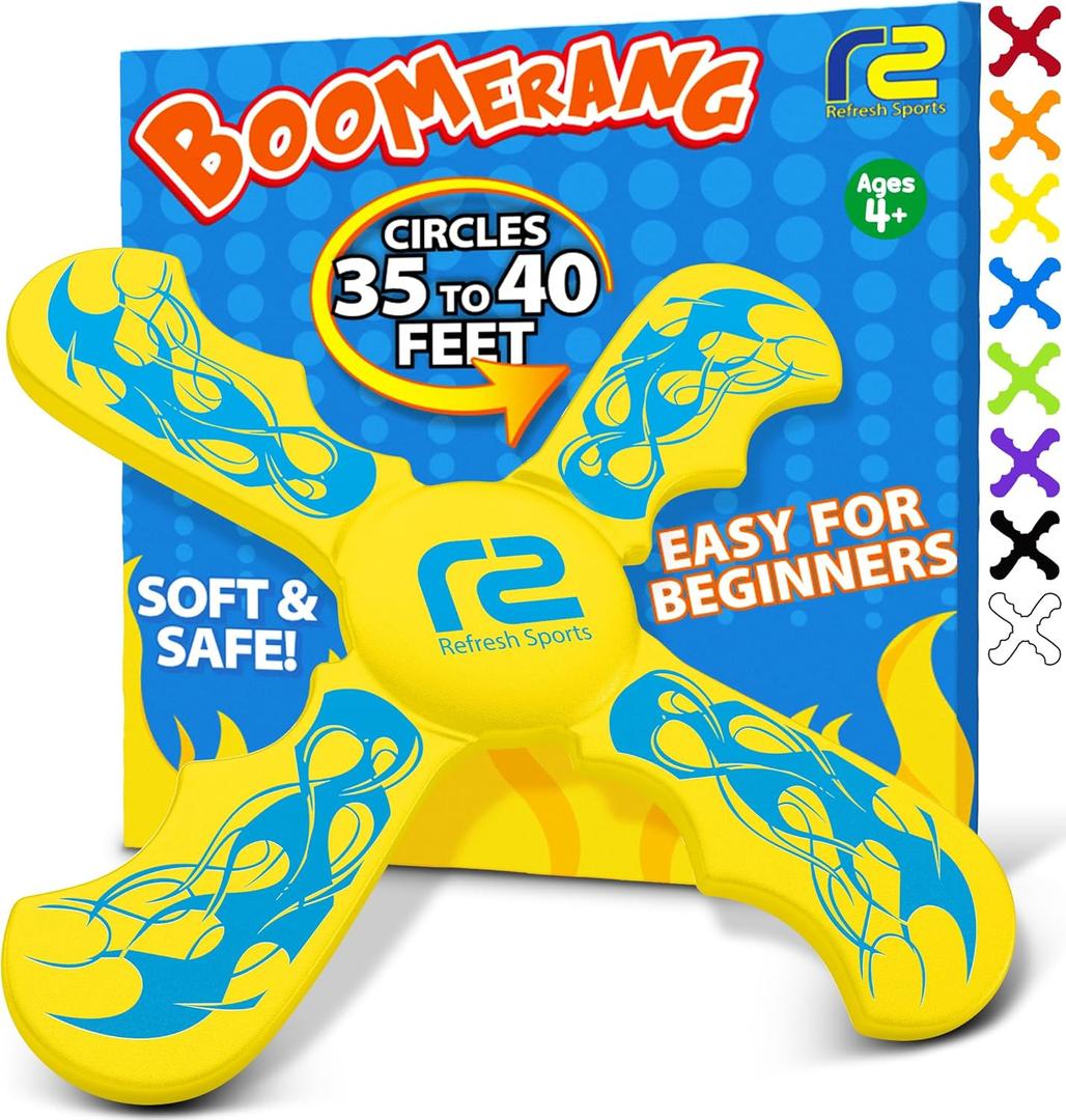 Kids Beach Toys & Beach Games - Ultimate Beach Boomerangs for Beaches - Fun Easter Basket Stuffers for Boys & Girls - Playdates Sand Toys Soft Colorful Designs & Tons Of Fun Toy Easter Gifts For Kids (Yellow)