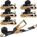 2 Inch Ratchet Straps 6 Pack, 15ft Heavy Duty Tie Down Straps with J Hooks, 6000 LBS Break Strength, 2000 LBS Working Load, Cargo Ratchet Straps for Truck Trailer ATV Motorcycle (Black)