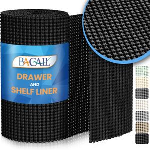BAGAIL Drawer and Shelf Liner, 24 in X 30 Ft Non-Adhesive Shelf Liners for Kitchen Cabinets, Thick Strong Grip Liners for Desk, Shelves, Bathroom Drawers, Cabinet Protection - Black