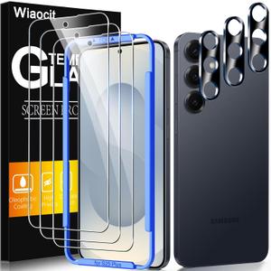Wiaocit 3 Pack Tempered Glass Screen Protector for Samsung Galaxy S25 Plus with 3 Pack Camera Lens Protector, 9H Hardness, Bubble Free, Case Friendly