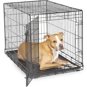 Midwest Homes for Pets 36-Inch New World Crate for Medium-Large Breeds, 41-70 lbs, Single Door Folding Dog Crate, Leak-Proof Tray & Secure Latch, Portable, Durable & Easy to Assemble