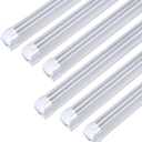 TRLIFE 8FT LED Light Fixtures 72W, 8FT LED Shop Light 5000K Daylight White Dual Side T8 V-Shape Integrated 8 Foot Tube Lights(150W Fluorescent Light Equivalent), 8640Lm, Clear Cover (6 Pack)