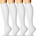 CHARMKING Compression Socks for Women and Men Circulation 4 Pairs 15-20 mmHg Best Support for Athletic Running Cycling (Small-Medium, 06 White/White/White/White)