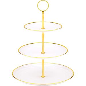 PinCute Cupcake Stand Holder - 3 Tier Cup Cake Dessert Tower, Plastic Tiered Serving Tray&Metal Rod for Birthday Party, Baby Shower and More