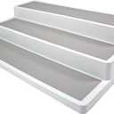 5 STAR SUPER DEALS Non Slip 3 Tier Spice Rack Step Shelf Organizer - White - For Kitchen, Refrigerator, Pantry, Cabinet, Cupboards, Countertops & More (Rectangle)