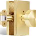 Brushed Gold Door Knobs Brass Privacy Door Knobs Interior with Lock
Modern Round Door Knobs Door Handles for Bedroom Bathroom Rectangle