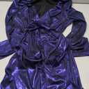 BestGirl Women's Sexy Dress Deep V Neck Long Sleeve Ruched Sparkly Bodycon Club Mini Dresses (Small, Blue)