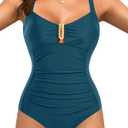 Daci Teal Women Tummy Control One Piece Swimsuit - Ruched Bathing Suit Full Coverage Slimming V Wired Swimwear 2025 XL (XL)