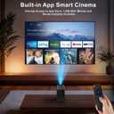 Mini Projector with WiFi and Bluetooth,4K Support 260 ANSl Smart Portable Projector,Auto Keystone, 135 Degree Rotation,Video projector for Home, Bedroom, Outdoor