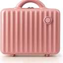 JZRTravel 13 Inch Makeup Train Cosmetic Case Hard Shell ABS Portable Mini Suitcase for Hand Luggage w Elastic Straps Organizer Makeup Toiletry, Gift for Her Women