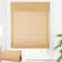LazBlinds Cordless Bamboo Roll Up Shades for Windows, Light Filtering Wood Window Blinds, Indoor Home Roller Shades - Size: 33" W x 72" H, Carbonized