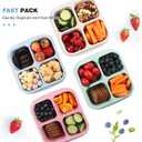 4 Pack Snack Containers, 4 Compartments Bento Snack Box, Reusable Meal Prep Lunch Containers for Kids Adults, Divided Food Storage Containers for School Work Travel