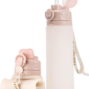 Collapsible Water Bottles 20oz, Leak Proof, BPA-Free, Foldable Silicone Travel Water Bottle with Straw Strap for Cycling, Hiking, Outdoors