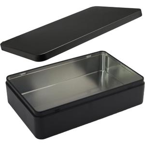 Rectangular Metal Tin, 8.5x5.3x1.9 Inch Black Storage Tin Box for Treats, Gifts, Favors, Candle, and Crafts