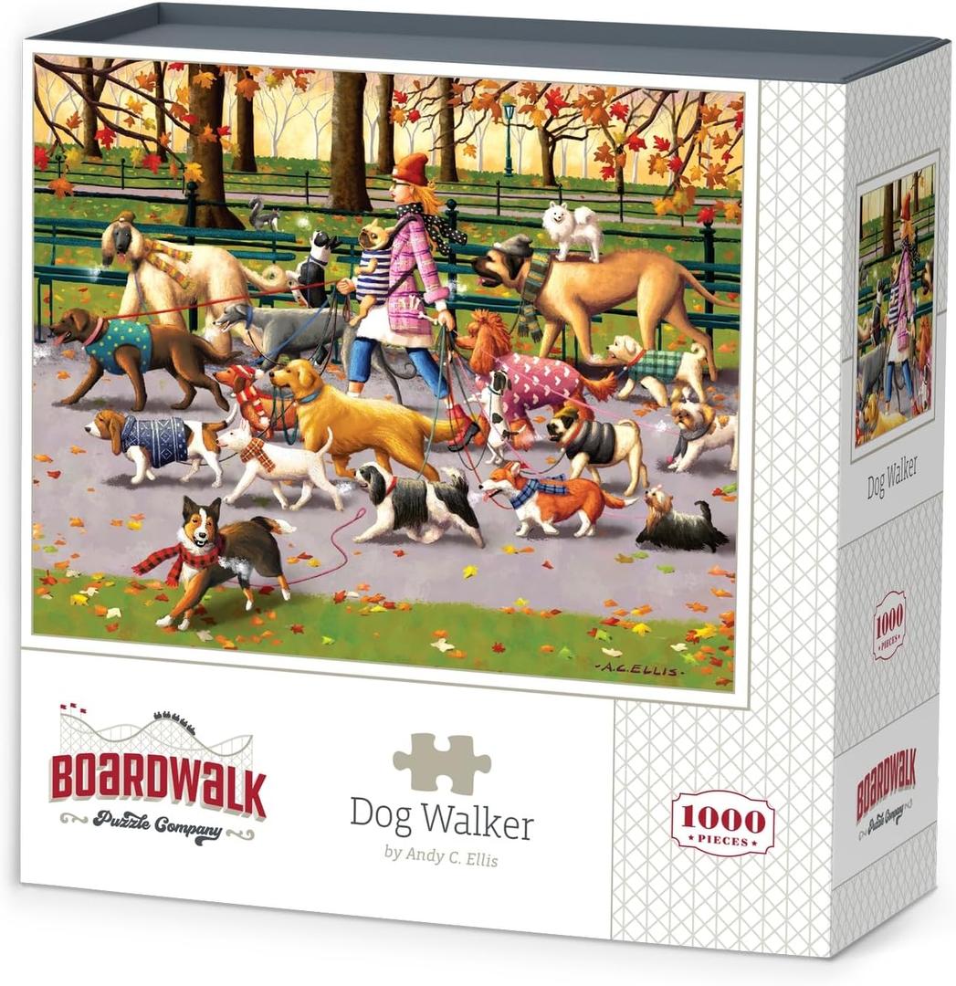 Boardwalk Puzzles Dog Walker, 1000 Piece Jigsaw Puzzle for Adults, Made in USA