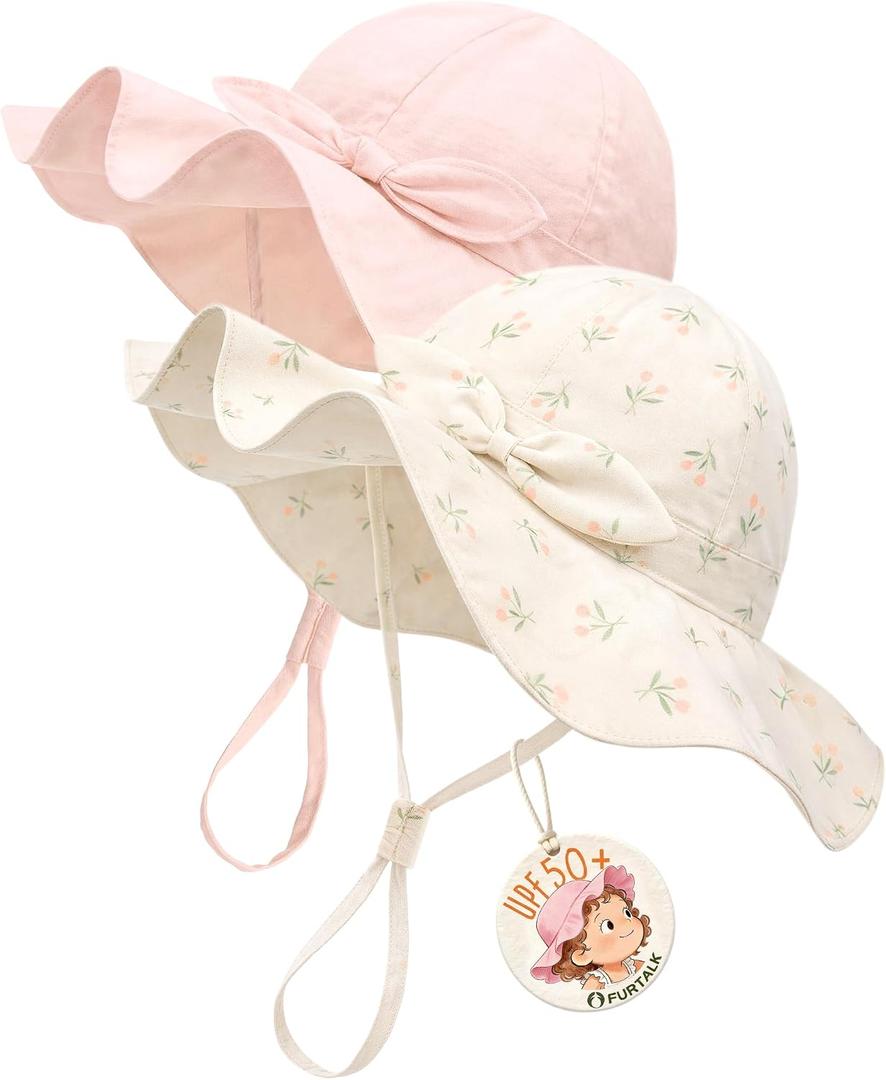 FURTALK Baby Girl Sun Hat UPF 80+ Wide Brim Toddler Beach Hats Sun Protection
