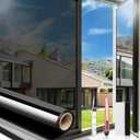 Black Silver One Way Window Privacy Film Daytime Privacy Window Tint for Home Anti UV Static Cling Heat Control Reflective Glass Film for Home and Office  35.4inch x 78.7inch