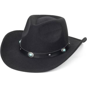Western Cowboy Cowgirl Hat for Kids - Classic Boys Girls Felt Rodeo Fedora Hat with Belt Buckle (for Kids 4-10 Years)