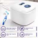 Ultrasonic Retainer Cleaner 49kHz Denture Cleaner for Mouth Guards, Retainers, Aligners, Jewelry 220ml Stainless Steel Tank Ultra Sonic Cleaning Machine White