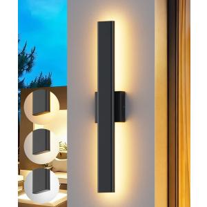 Aipsun Black Outdoor Wall Sconce 3000K 4000K 6000K, 23.6in Modern Exterior Light 1 Pack, Long LED Linear Wall Light Outside Lighting for Entrance, Hallway, Garage, Porch(3CCT)