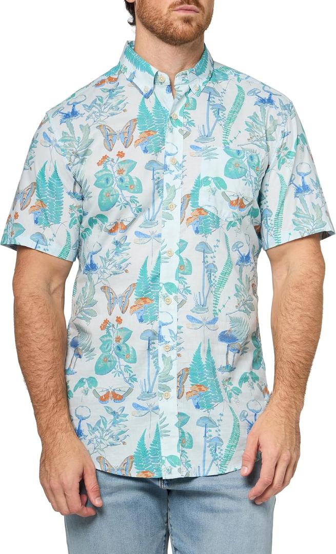 Eddie Bauer Mens Eddie Bauer Printed Baja Shirt, Blue, 3XL (Tall)