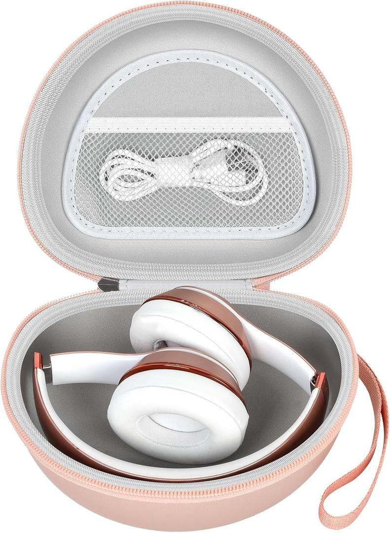 Extra Large Headphone Case Compatible with Picun B8/ P26/ for Beats Studio Pro/ Solo3/ Studio3/ for Elecder i39 and More Foldable Bluetooth Wireless Headset,  Rose Gold