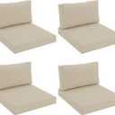 Patio Furniture Cushions Replacement Set of 4, Outdoor Deep Seat Couch Cushion and Backrest Pillow with Waterproof Removable Cover for Sectional Sofa Set, 25.6 x 25.6 Inch, Cream