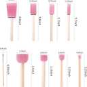 Foam Paint Brushes (48 Pack) 10 Sizes - Paint Sponge - Premium Foam Brushes - Lightweight & Durable - Sponge Paint Brush Assortment Ideal for Painting, Crafting, Acrylics, Stains, Varnishes (Pink)