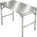 Portable Stainless Steel Metal Folding Table 24" x 40" No-Assembly, 24" x 40" x 30"