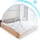 Mosquito Net Pop Up with Net Bottom Ultra Large Bed Canopy Tent Portable with 2 Entries Folding Design Bed Netting for Bedroom, Camping, 79 x71x59 inch