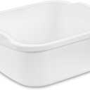 Tribello Plastic Wash Tub Dishpan Basin and Foot Bath for Soaking Feet, Laundry Hand Wash Bucket, Dish Pans for Washing and Storage Cleaning Supplies - 12 Quarts - Heavy Duty - Made in USA (White)