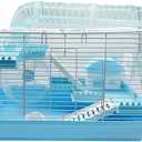 Tfwadmx Dwarf Hamster Cage Small Hamster Habitat Mouse Home Small Animal Cage with Tube Exercise Wheel Hut Rat Habitat for Gerbils Mice 18.5“x11.8”x11.8“ Blue