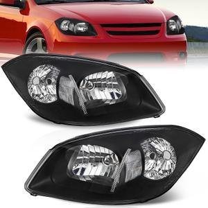 LED Projector DRL SEQ Headlight Assembly Fit for 2005-2010 Chevy Cobalt/2005-2006 Pontiac Pursuit/2007-2009 Pontiac G5 Black Housing With Amber Reflector-S