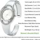Womens Bracelet Watch with Easy Read Arabic Numerals Dial, Stainless Steel Bangle Band, Quartz Dress Watch for Women in Silver 