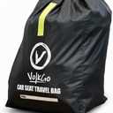 V VOLKGO Car Seat Travel Bag for Air Travel - Large Bag for Airplane, Durable & Water-Resistant Protector with Pouch - Universal Size (Black) (Green Hand Straps)