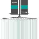 Square Rain Shower Head, High Flow Stainless Steel,Work with any decorative styleAll Metal Rainfall Shower Head (Chrome, 12)