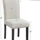 Yaheetech Dining Chairs Set of 2 Modern Kitchen Chairs with Fabric Upholstered Seat and Solid Wood Legs for Home Kitchen, Beige