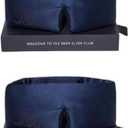 DROWSY Silk Sleep Mask Set - Face-Hugging, Padded Silk Cocoon for Luxury Sleep in Total Darkness - Eye Masks for Sleeping & Travel, 100% Pure Mulberry Silk, Adjustable - Midnight Blue (Set of 2)
