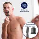 CHARGEWORX Micro Precision Beard Trimmer for Men, Cordless Double-Sided Mustache & Detail Razor, Battery-Operated Facial Hair Trimmer with Protective Cap & Ergonomic Handle, Black