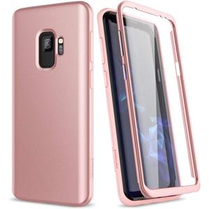 SURITCH Case for Samsung Galaxy S9,Built in Screen ProtectorSupport Wireless Charging Rugged Back Cover Hybrid Bumper 360 Protective Case Matte Shockproof for S9 Case 5.8"(Rose Gold)