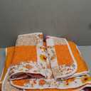 Joyreap 3 Pieces Floral Patchwork Quilt Set Queen, Orange n White Flowers Design, Smooth Soft Microfiber Quilt, Bedspread Bed Cover for All Season- 102x90 inches